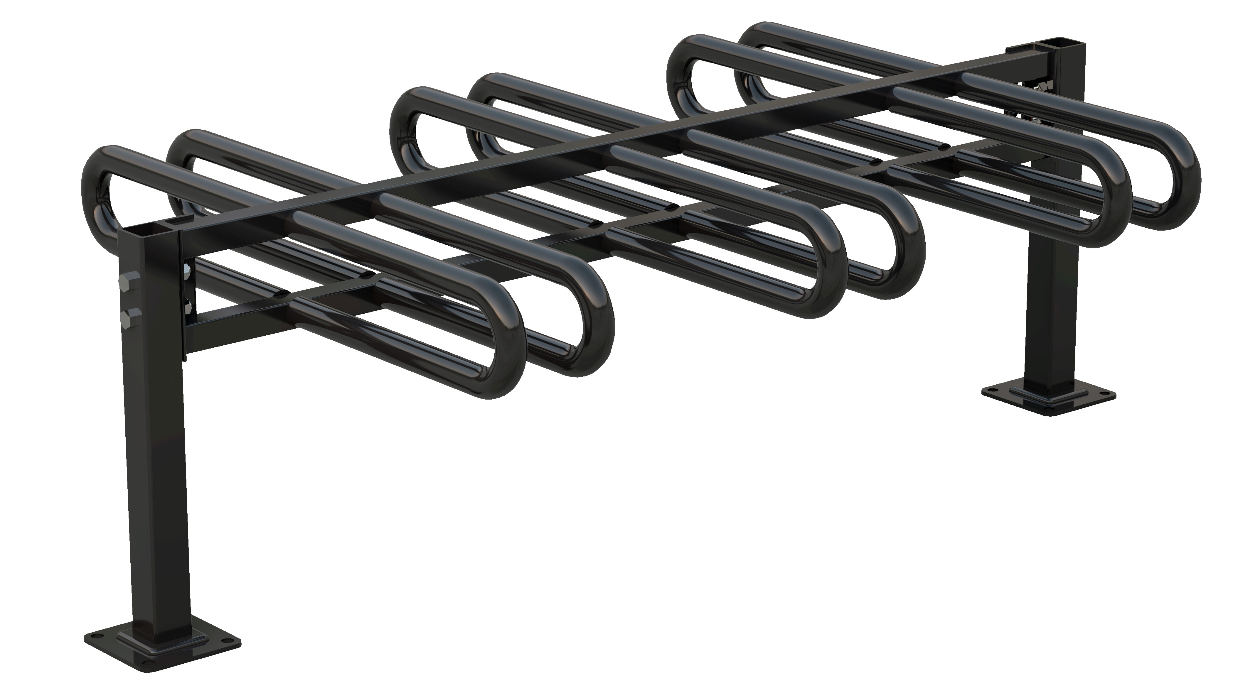 Ground Flange Mounted Bike Rack for 6